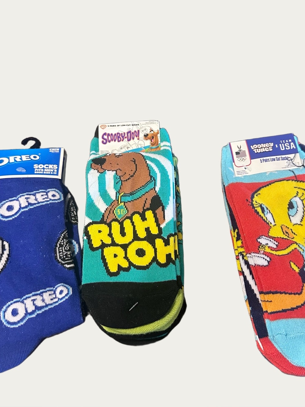 Scooby Doo Looney Tunes & Oreo Ruh Roh Socks - Green and Black 7 pair